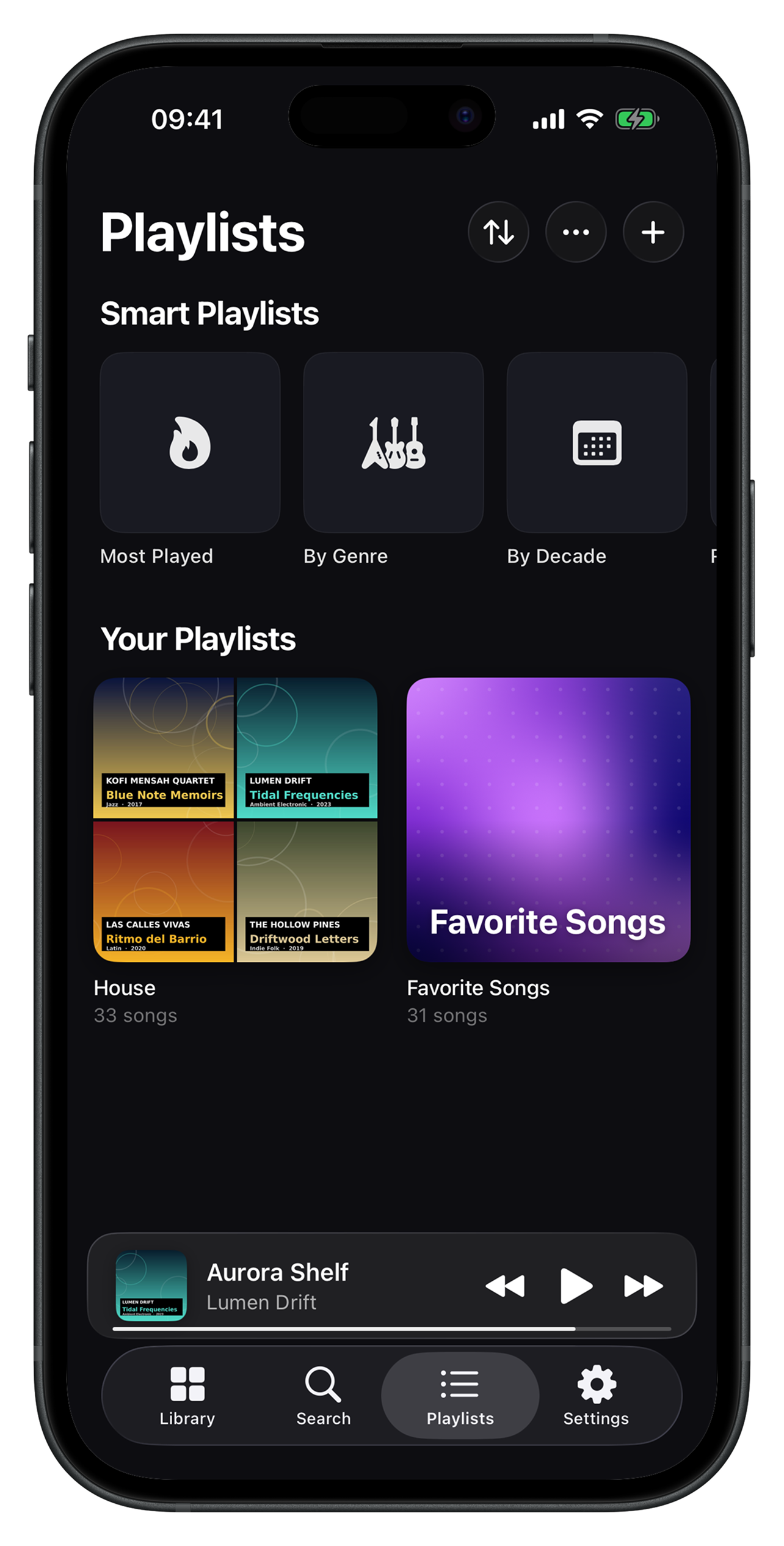 Luma playlists overview with self-built mosaic covers